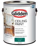 Glidden Grab-N-Go 2070T/01 Ceiling Paint, Flat, White, 1 gal, Resists: Spatter, Latex Base